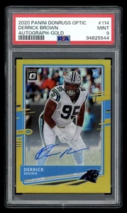 2020 Panini Donruss Optic #114 Derrick Brown Rookie Auto Gold SSP RC /10 PSA 9 - Bild 1 von 2