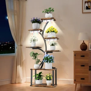 Tall Plant Stand Flowers Display Rack with Dimmable Plant Grow Lights Home Decor - Picture 1 of 21