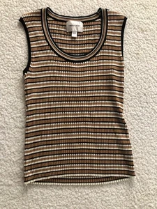 Top Industry para mujer M marrón a rayas cuello redondo sin mangas suave lindo elástico - Imagen 1 de 9