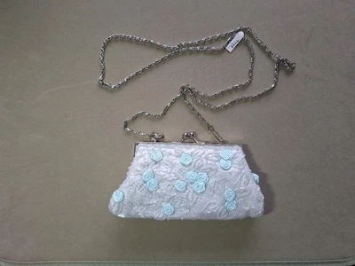 Small Aqua Embroidered Evening Bag - Image 1 of 3