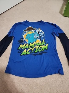 Disney Phineas and Ferb Blue Long Sleeve Shirt Tshirt Size 18 - Picture 1 of 5