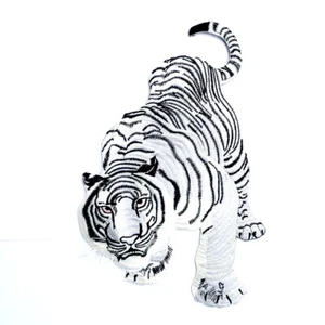 12" Large White Tiger Patch Animal Artwork Emblem for DIY Iron on Clothes Jacket - Picture 1 of 11