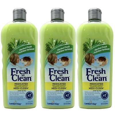 FRESH ’N CLEAN Fresh n Clean Medi Cleen Medicated Dog Shampoo Herbal Fresh Scent 18 oz (3 Pack)