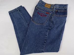 Vintage Lawman Jeans Damen 13 Blau Baumwolle Mom High Rise Stickerei Hongkong D22 - Bild 1 von 10