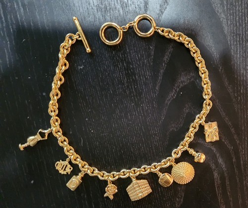 Autentica collana Christian Dior vintage iconica con ciondoli tono oro