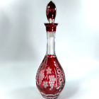 Nachtmann Traube Red Cut to Clear Wine Decanter & Stopper Grapes Leaves & Stars