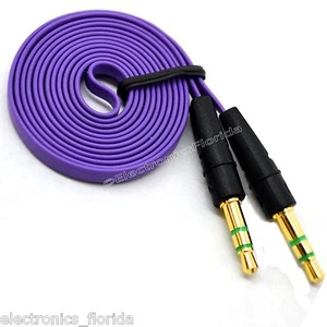 3.5mm Flat Male Stereo Audio Auxiliary AUX Cable for iPod Car Phone Purple - Picture 1 of 1