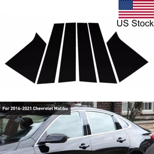 6Pcs Glossy Black Pillar Posts Door Trim Cover For Chevrolet Malibu 2016-2021 - Picture 1 of 8