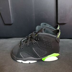 New Air Jordan 6 Retro TD Black Electric Green Toddler Size 5c 384667-003
