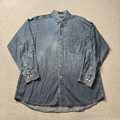 Vintage Chaps Denim Shirt Mens Large Blue Chambray Faded Workwear Western 00s - Image 1 of 4