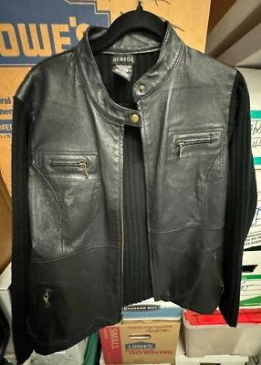 George Leather Knit Black Jacket Ladies XL Style # GL431142 - Изображение 1 из 4