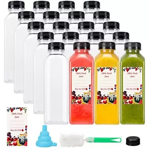 20pcs 16oz Juice Bottles Plastic Juicing Bottles With Caps Clear Bulk Drink Cont - Picture 1 of 7