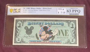 ORIGINAL $1 1988  A-A DISNEY DOLLAR SLABBED PCGS 63 CHOICE UNCIRCULATED - Bild 1 von 2
