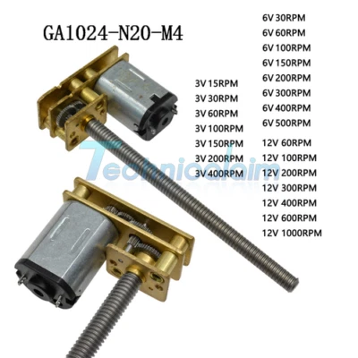 DC 3V 6V 12V 15-1000RPM Micro Speed Gear Motor Metal Gearbox GA1024-N20-M4