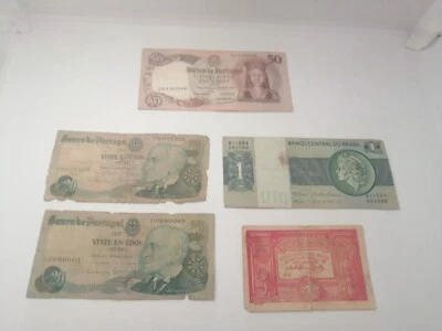 Lote de notas e cedulas antigas portugal e brasil 20, 50 escudos, centavos.. - Image 1 of 4