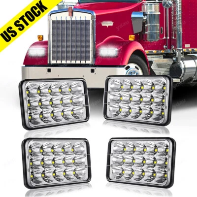 4 peças 4x6"" 90W faróis de led feixe selado Hi-Lo para Peterbilt Kenworth T800 W900 - Imagem 1 de 4