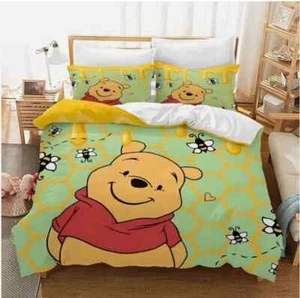 Lindo Juego de Ropa de Cama Edredón 3D Amante Oso Amarillo Personaje Pooh Oso Winnie The Pooh - Imagen 1 de 3