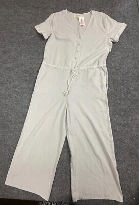 Cloth & Store Jumpsuit Womens Small Blue Grey Wide Leg Drawstring Pockets - Image 1 of 4