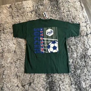 BNWT Vintage Rare Fila Calcio Italia Soccer Short Sleeve Green Sport T-Shirt Y2K - Picture 1 of 7