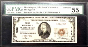 1929 $20 FR 1802-1 Charter # 5048 The Riggs NB of Washington, DC PMG 55 - Picture 1 of 2