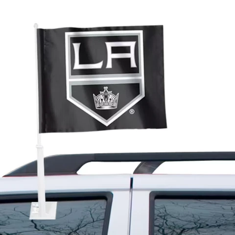 (Set of 2 included) Official NHL Los Angeles Kings Car Flags 11.75" X 14" Cover