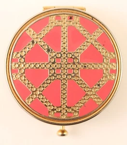 Estee Lauder Lucidity Compact Vanity Gold & Red Enamel Mirror - Picture 1 of 9