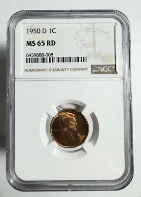1950 D Lincoln Cent Wheat Penny NCG MS 65 RD - Image 1 of 4
