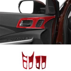 4X Red Carbon Fiber Interior Door Handle Cover Trim For Honda CRV CR-V 2015-2016 - Picture 1 of 9