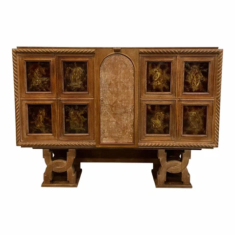 French Art Deco Cerused Oak ''Eglomise Mirror'' Dry Bar by Jean-Charles Moreux Cover
