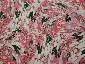 FANCY FLAMINGO FEATHERS PINKS BLACK WHITE DIGITAL PRINTED COTTON FABRIC BTHY - Picture 1 of 8
