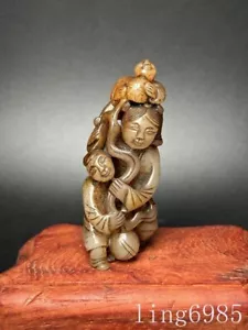 3" China Ming und Qing Dynastien Hetian Jade geschnitzt günstige Tongzi Statue - Bild 1 von 9