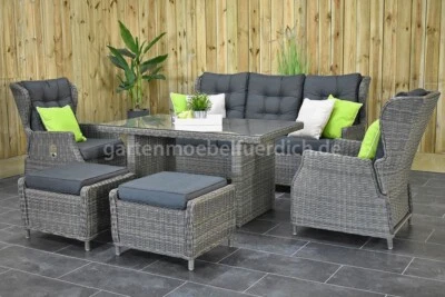 Valencia verstellbares Dining Lounge Set, 3er mit Esstisch und 2 Hocker, sand... - Bild 1 von 4