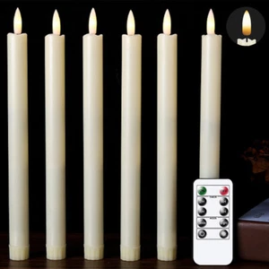 Set of 6 Candle Light Decorative Remote Control Real Wax Flameless Moving Wick - Picture 1 of 8