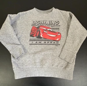 Disney Cars Lightning McQueen Graphic Print Gray Sweatshirt Kid Sz S - Picture 1 of 5