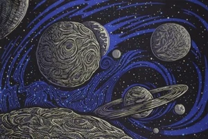 New Space Galactic Tapestry Wall Hanging Decor Gift 45x30 Planets Saturn Cosmos - Picture 1 of 2