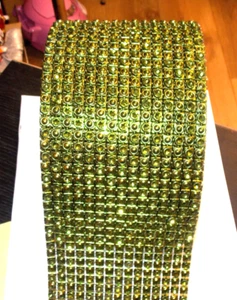 Nastro rete 11,5 cm 1 m oliva diamante effetto cristallo strass decorazione torta - Foto 1 di 1