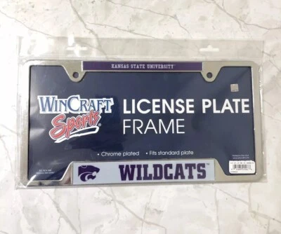 Brand New NCAA Kansas State University Metal License Plate Frame Chrome Wildcats - Image 1 of 4