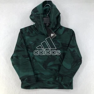 Adidas Pullover Hoodie Boys Size 4 Green Black Comfort Hooded Long Sleeve - Picture 1 of 7