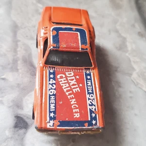 HOT WHEELS Dixie Challenger No Flag 426 Hemi MALAYSIA Orange 1970 Diecast 1:64 - Picture 1 of 7