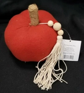 Orange Felt Covered Foam Pumpkin with Tassle Halloween Fall Decoration - Picture 1 of 6
