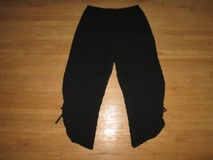 Pantaloni BABETTE SF neri pieghettati gamba larga con cravatta cinch allacciata caviglie taglia M * USA - Foto 1 di 5
