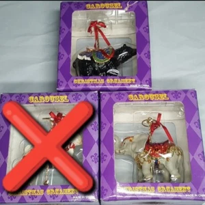 2 New Costco Carousel Christmas Animal Ornaments -Elephant, Bear-Circus,Carnival - Picture 1 of 6