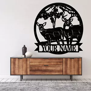 Letrero de nombre personalizado de Buck and Doe, letrero de placa de madera, artesanías de madera - Imagen 1 de 6