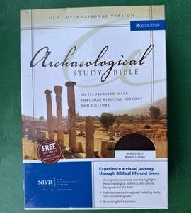 Archäologische Studienbibel NIV Burgund gebundenes Leder Zondervan 2005 - Bild 1 von 9
