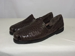 Deer Stags Men's Antonio Leather Slip On Loafer Huarache Sandal Brown Size 14 - Picture 1 of 13