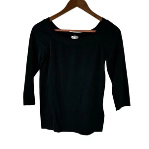 Wolford Womens 3/4 Sleeve Scoop Neck Knit Tee Shirt Black Cotton Size Medium - Picture 1 of 14