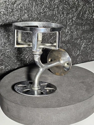 Antique Wall Mount Cup Toothbrush Holder Chrome Over Brass 1930s - Image 1 of 4