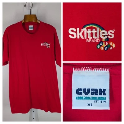 Vintage 90s Skittles Promo Mars Embroidered Logo Rainbow Uniform T Shirt USA XL Foto 1 de 4