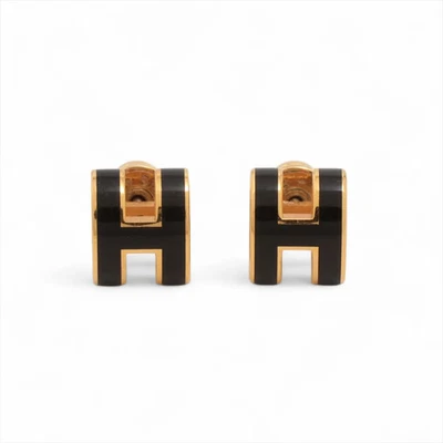Hermès Mini-pop H Piercing Joyería (para ambas orejas) GP Negro×Dorado Foto 1 de 4