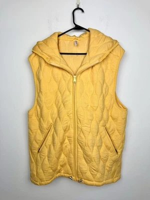 Free People Movement Yellow Dream Big Quilted Best With Hood Size Small NEW - Image 1 of 4